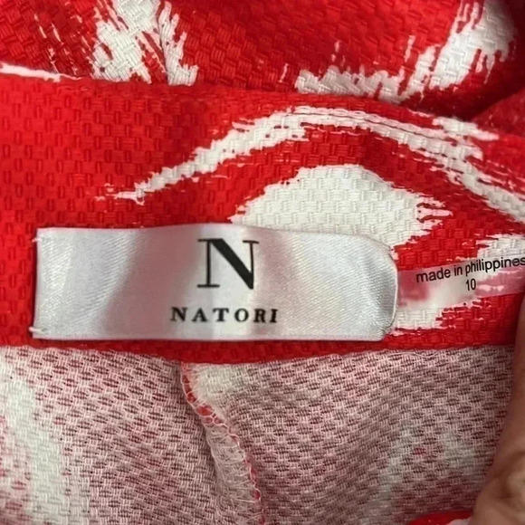 [US10]Natori Ikat Pattern Red Cotton  Crop - Picture 4 of 5